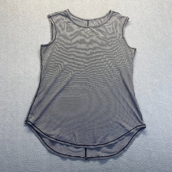 Athleta Womens Shanti Micro Stripe Tank Top Large S Tencel Black White Workout - Picture 9 of 9